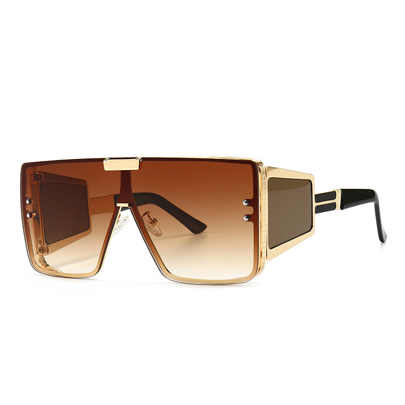 Edgy Retro Oversized Sunglasses: Flat-Top Style for Men