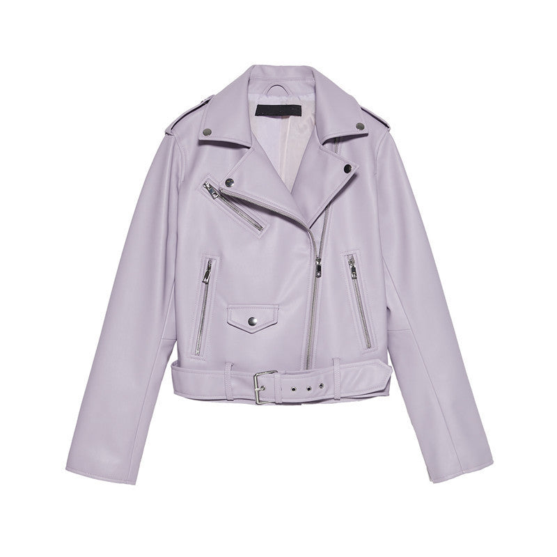 Edgy Chic: Women's Leather Motorcycle Jacket for Autumn